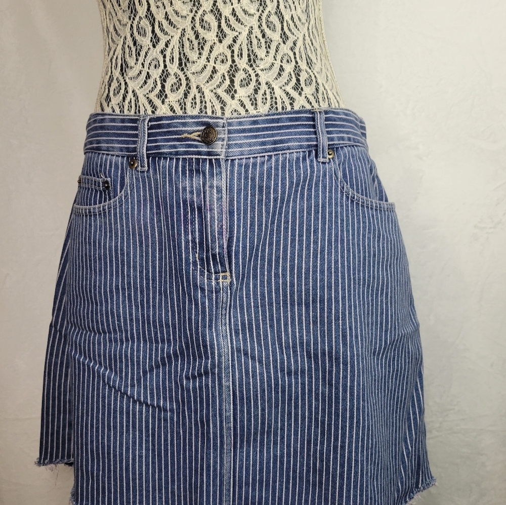 Vintage Pinstriped Jean Cutoff Skirt